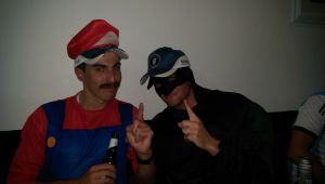 Best dressed Harry Dunn as Batman and lucky door prize winner Army as Mario