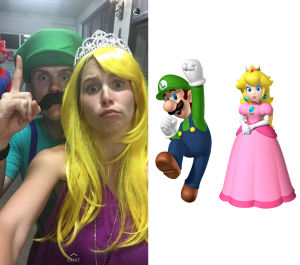 Nick Bonner as Luigi and Emily Carden as Princess Peach